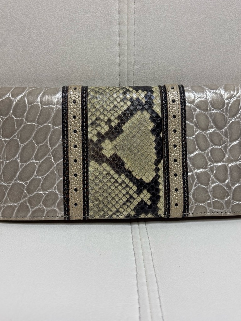 Brahmin "Nova" mixed-media slim checkbook/travel wallet
